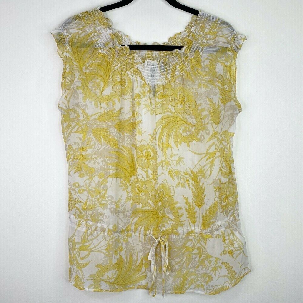 Skye’s the Limit Floral Drop Waist Sheer Floral Blouse Top Shirt Size 8 Womens